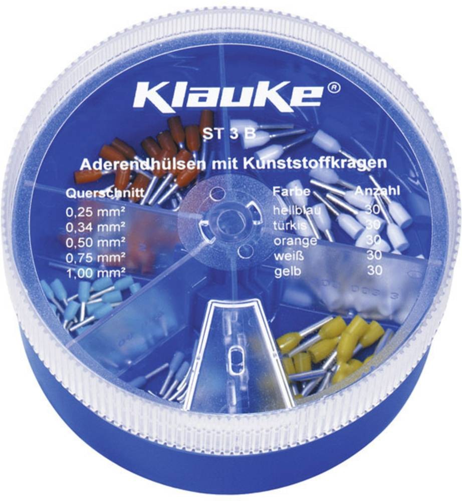 Klauke ST3B Aderendhülsen-Sortiment 0.25 mm², 0.34 mm², 0.5 mm²,
