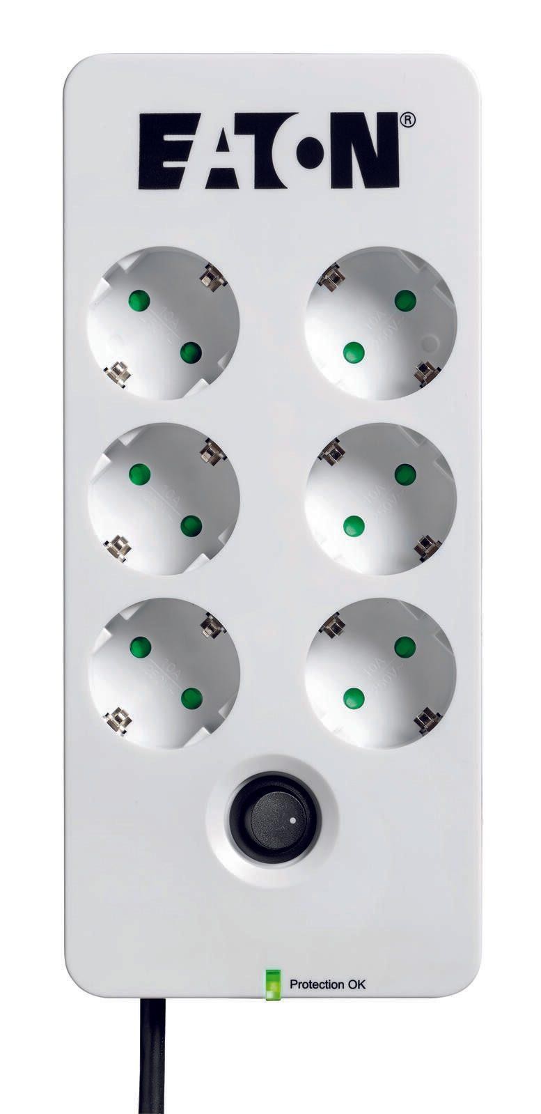 Eaton power strip 6-fach with overvoltage protection and Schalter 1.