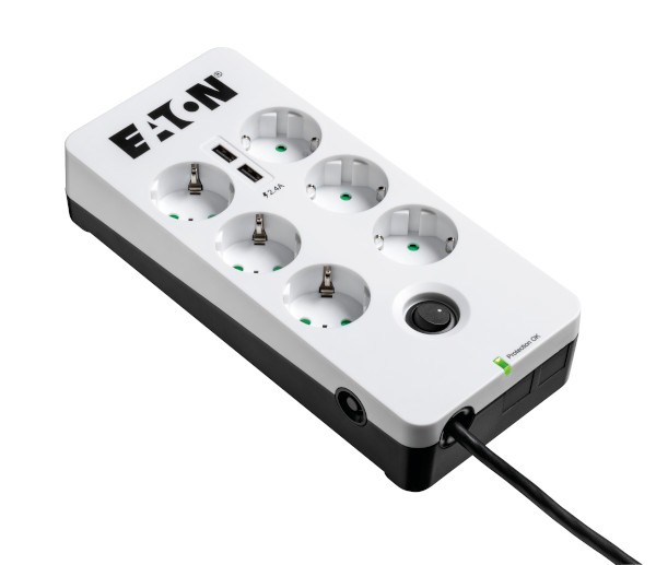 Eaton Steckdosenleiste 6-fach mit USB-Anschlüsse und Schalter 1.5m