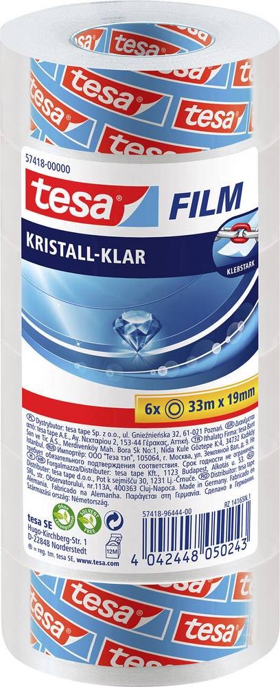 Tesa 57418-00000-02 Klebefilm kristall-klar Transparent (L x B) 33m x