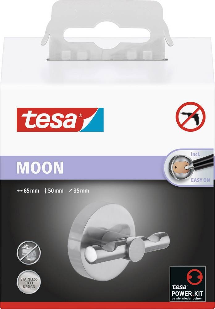 tesa MOON Garderobenhaken (L x B x H) 65 x 50 x 35 mm Silber Inhalt: