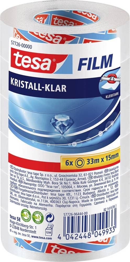 Tesa 57726-00000-02 Klebefilm kristall-klar Transparent (L x B) 33m x