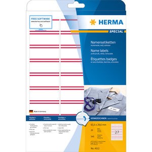 HERMA 4512 self-adhesive label Rounded rectangle Red, White 540 pc(s)
