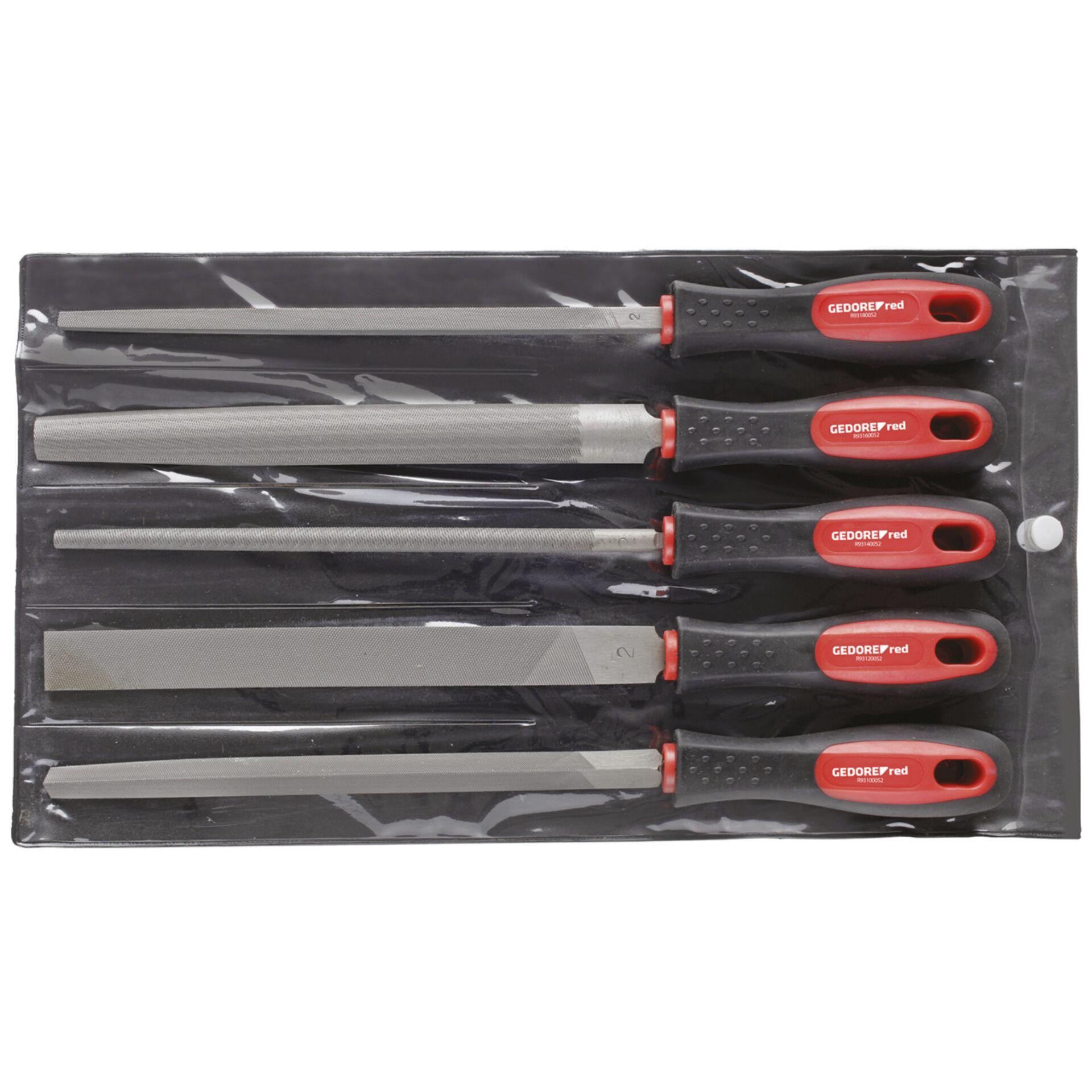 Gedore RED 3301597 Feilensatz 3-kant + 4-kant + flach + rund +