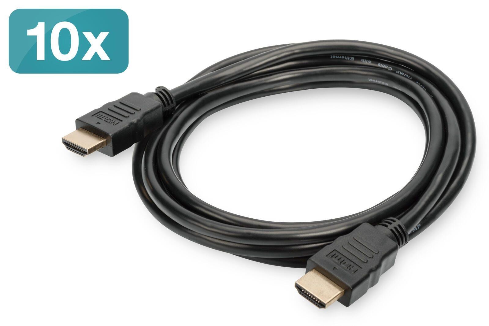 Digitus HDMI High Speed with Ethernet Connection Cable, Pack of 10