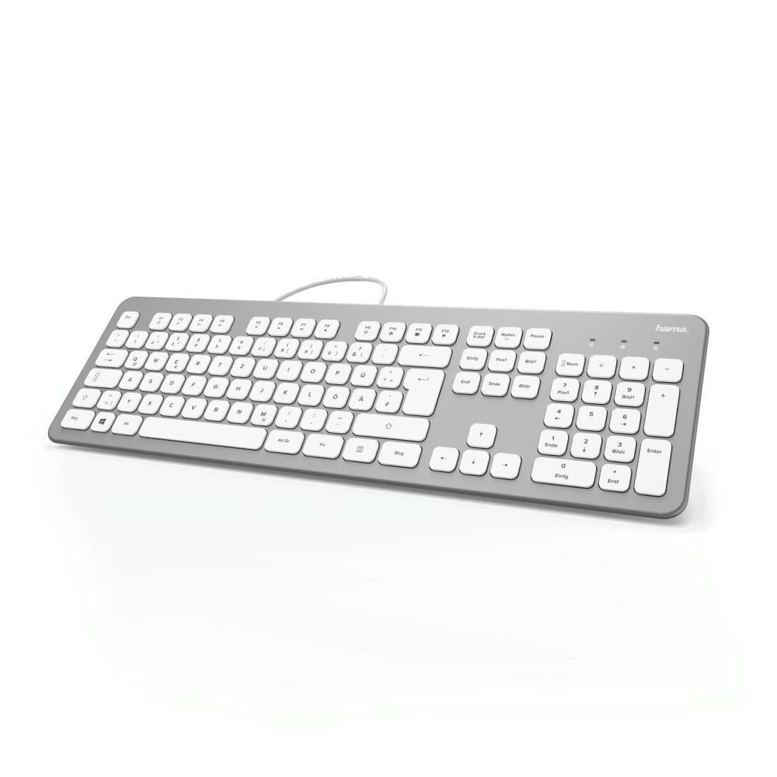 Hama KC-700 USB Tastatur Deutsch, QWERTZ Silber, Weiß