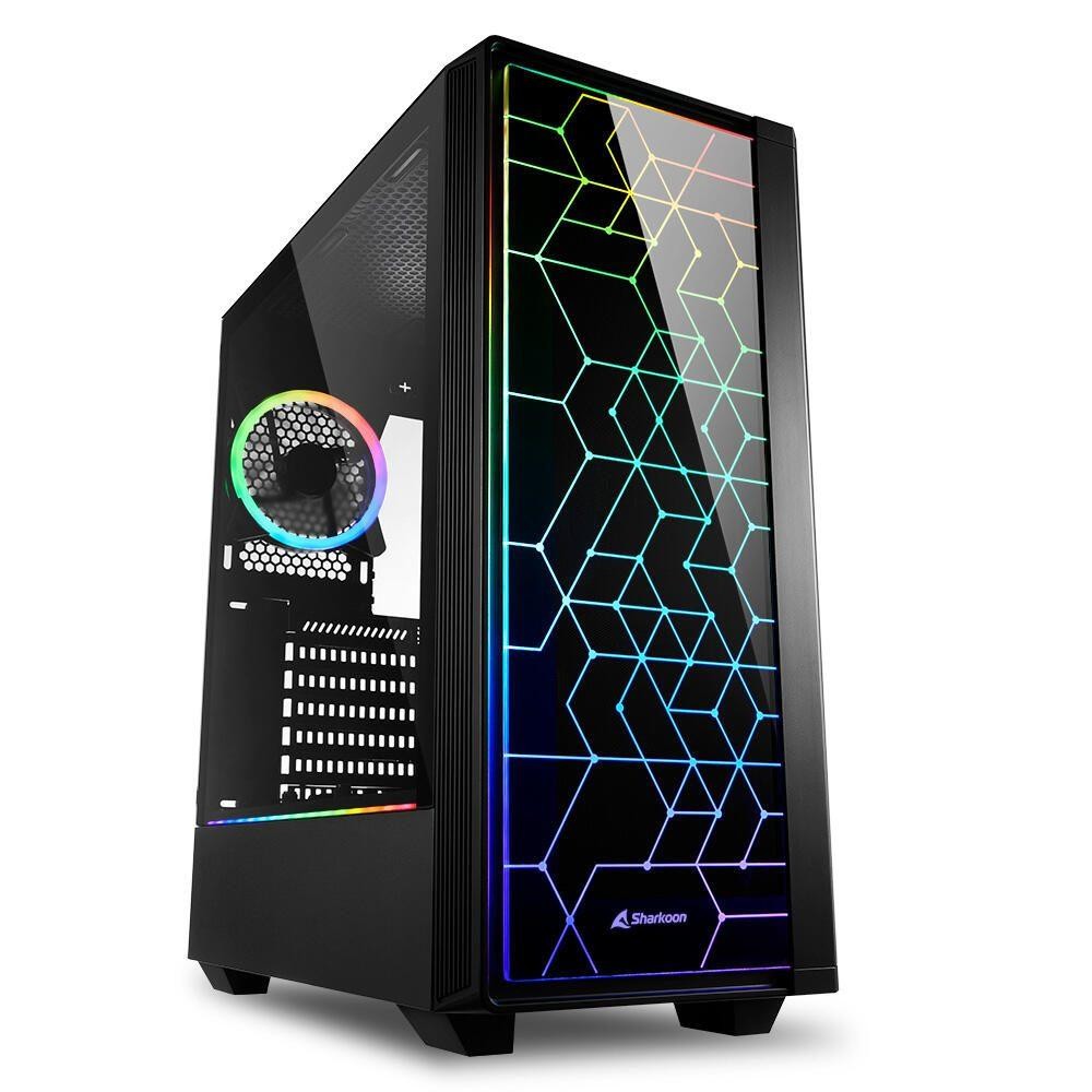 Sharkoon RGB LIT 100 Midi Tower Black - Sharkoon RGB LIT 100, Midi