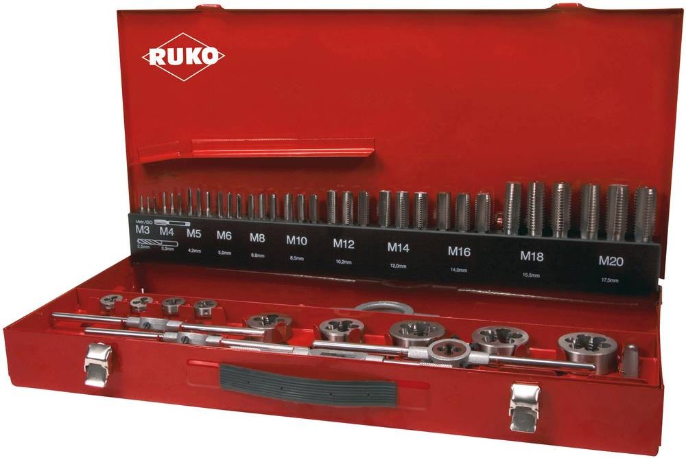RUKO 245040 Maschinengewindebohrer-Set 54teilig metrisch M3, M4, M5,