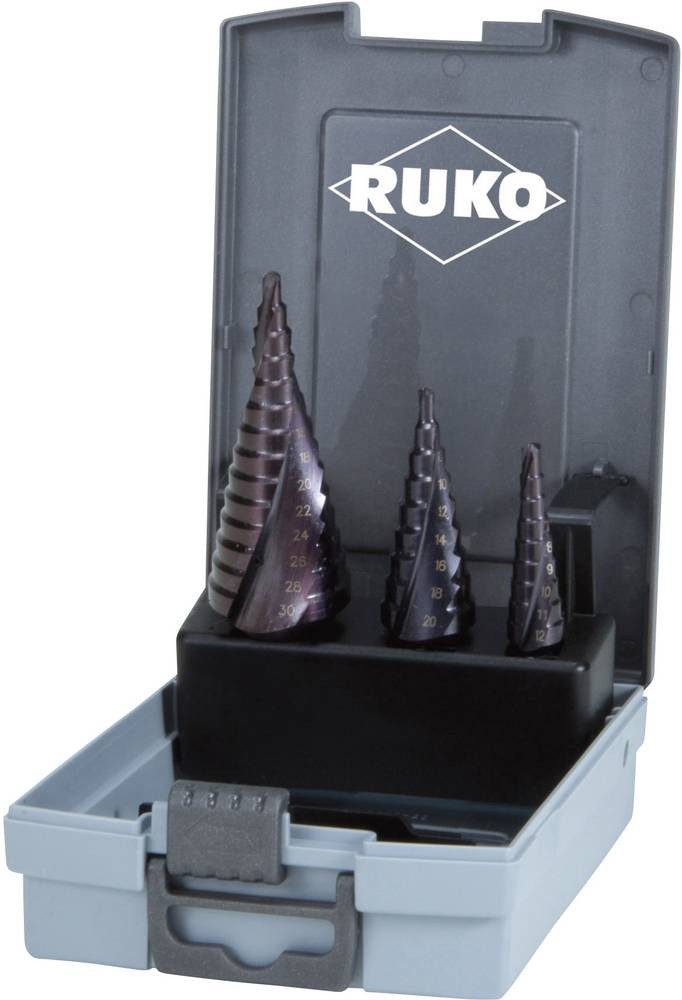 RUKO 101026FRO HSS Stufenbohrer-Set 3teilig 3-Flächenschaft 1 Set