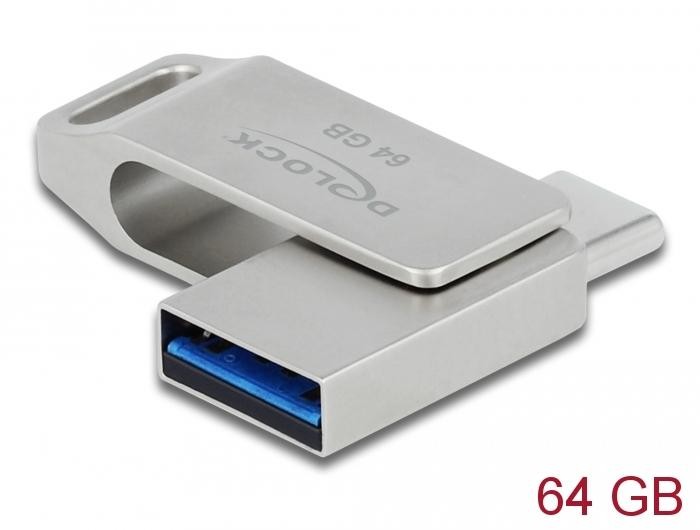 Delock 54075 USB-Stick Glas 64GB Silber 54075 USB, USB-A, USB-C
