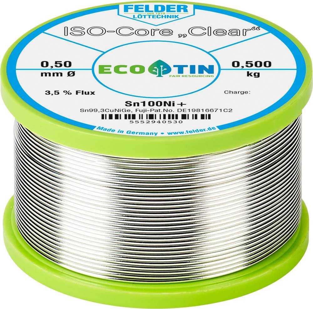 Felder ISO-Core \ Clear\ Sn100Ni+ Lötzinn Spule Sn99,25Cu0,7Ni0,05