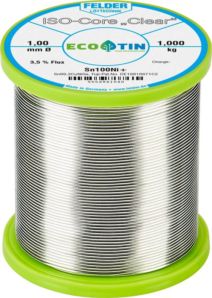 Felder ISO-Core \ Clear\ Sn100Ni+ Lötzinn Spule Sn99,25Cu0,7Ni0,05