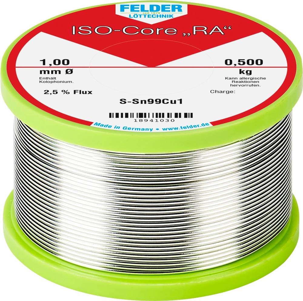Felder ISO-Core \ RA\ Sn99Cu1 Lötzinn, bleifrei Spule Sn99,3Cu0,7 0.
