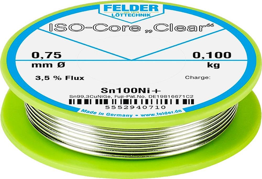 Felder ISO-Core \ Clear\ Sn100Ni+ Lötzinn Spule Sn99,25Cu0,7Ni0,05