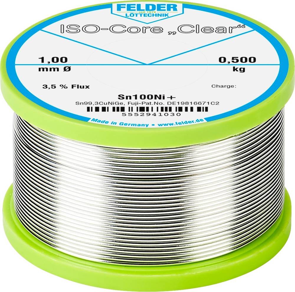 Felder ISO-Core \ Clear\ Sn100Ni+ Lötzinn Spule Sn99,25Cu0,7Ni0,05