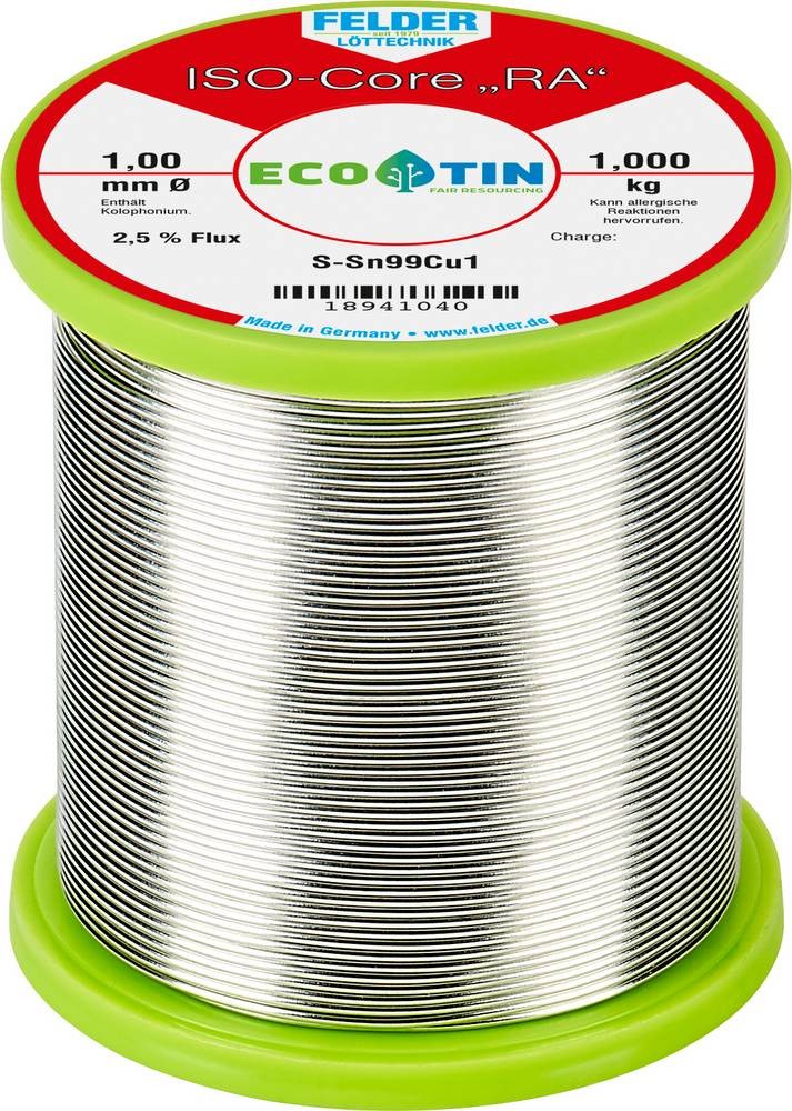 Felder ISO-Core \ RA\ Sn99Cu1 Lötzinn, bleifrei Spule Sn99,3Cu0,7 1.