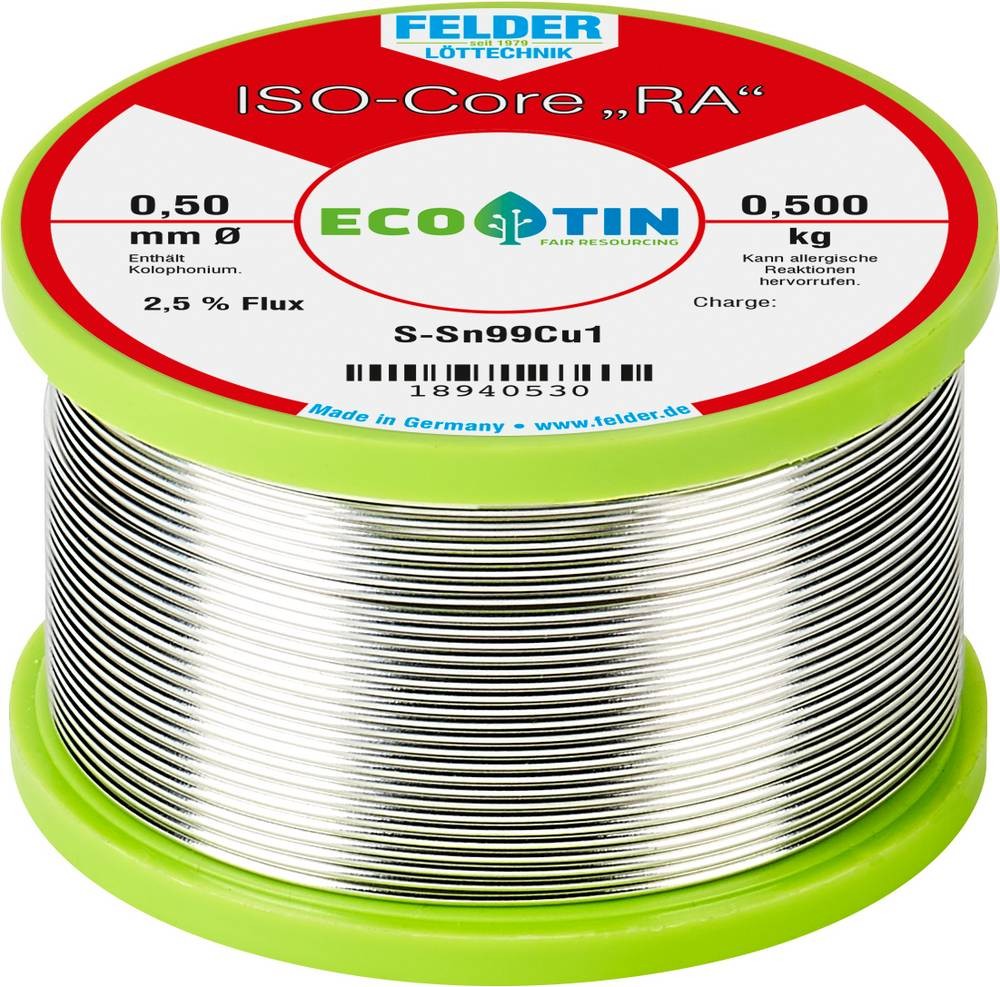 Felder ISO-Core \ RA\ Sn99Cu1 Lötzinn, bleifrei Spule Sn99,3Cu0,7 0.