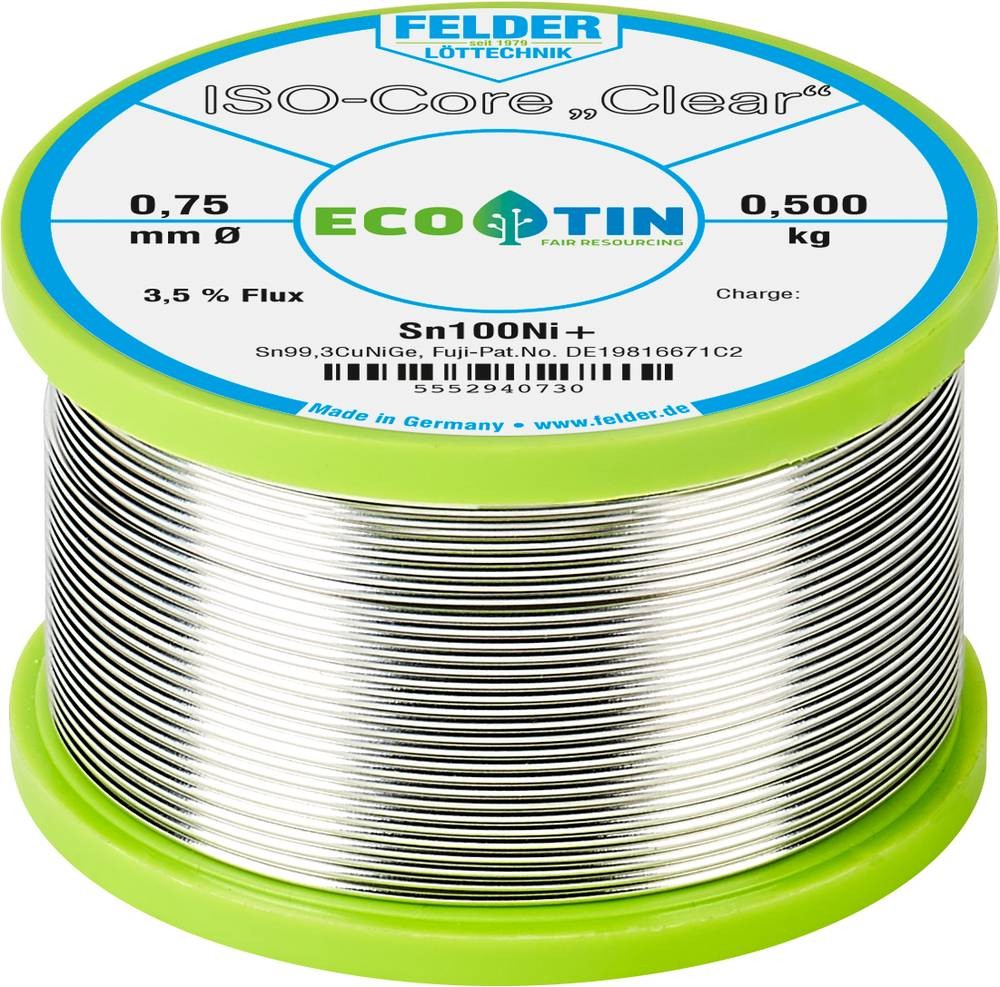Felder ISO-Core \ Clear\ Sn100Ni+ Lötzinn Spule Sn99,25Cu0,7Ni0,05
