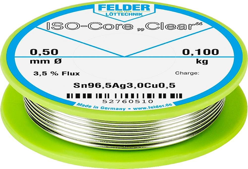 Felder ISO-Core \ Clear\ SAC305 Lötzinn Spule Sn96,5Ag3Cu0,5 0.