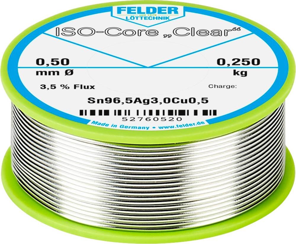 Felder ISO-Core \ Clear\ SAC305 Lötzinn Spule Sn96,5Ag3Cu0,5 0.