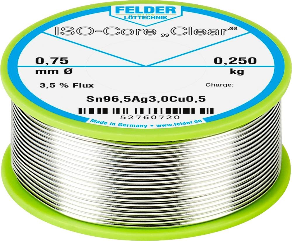 Felder ISO-Core \ Clear\ SAC305 Lötzinn Spule Sn96,5Ag3Cu0,5 0.