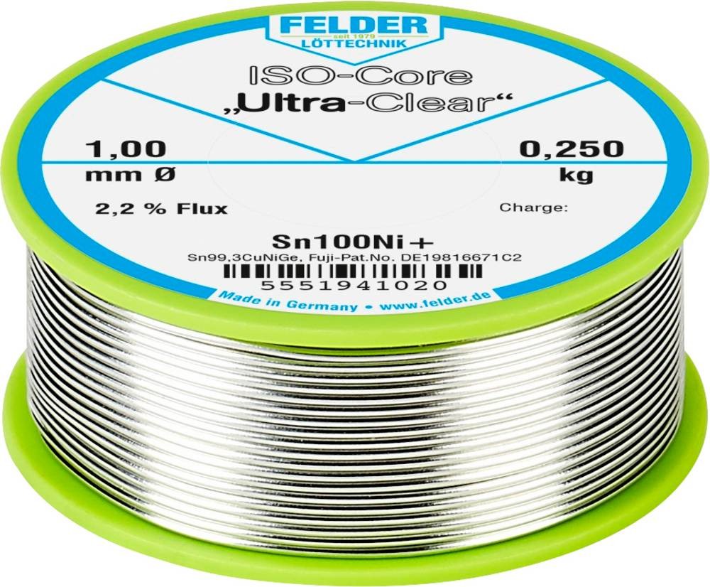 Felder ISO-Core \ Ultra-Clear\ Sn100Ni+ Lötzinn, bleifrei Spule