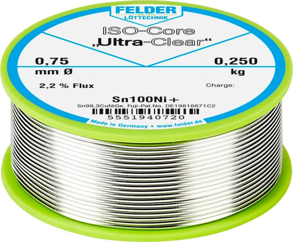Felder ISO-Core \ Ultra-Clear\ Sn100Ni+ Lötzinn, bleifrei Spule