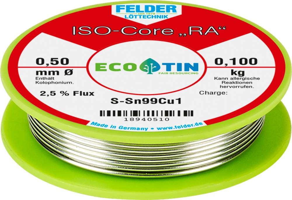 Felder ISO-Core \ RA\ Sn99Cu1 Lötzinn, bleifrei Spule Sn99,3Cu0,7 0.