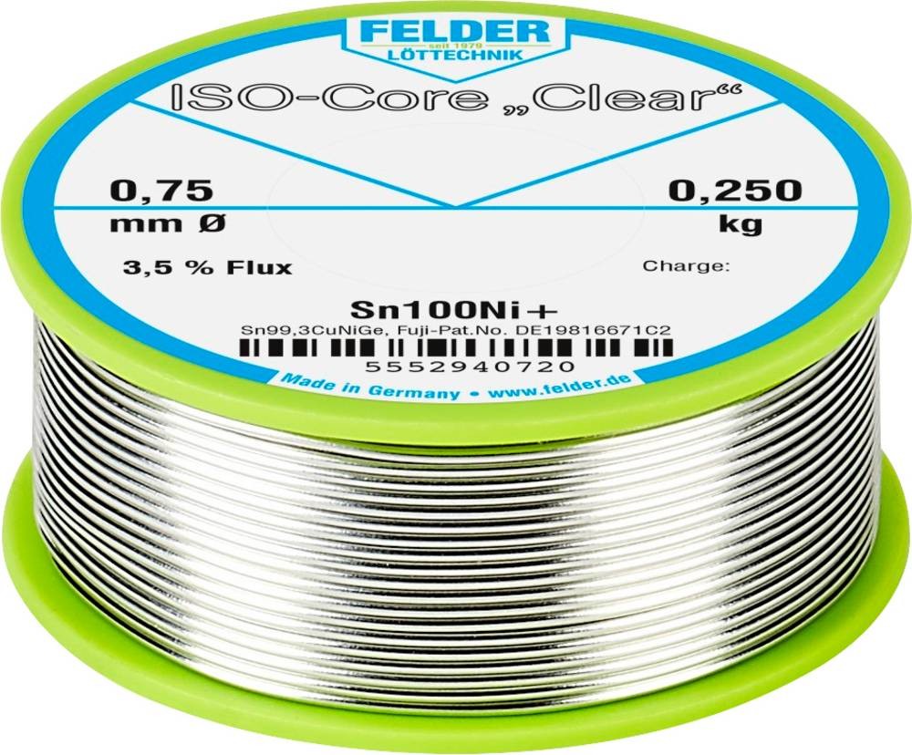 Felder ISO-Core \ Clear\ Sn100Ni+ Lötzinn Spule Sn99,25Cu0,7Ni0,05