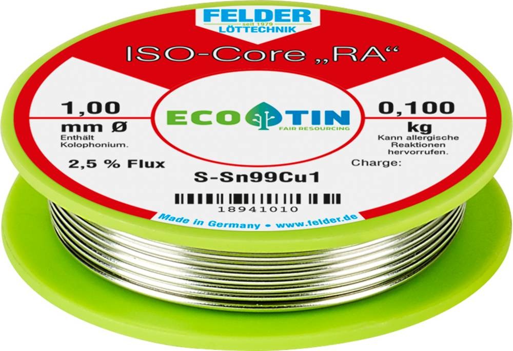 Felder ISO-Core \ RA\ Sn99Cu1 Lötzinn, bleifrei Spule Sn99,3Cu0,7 0.