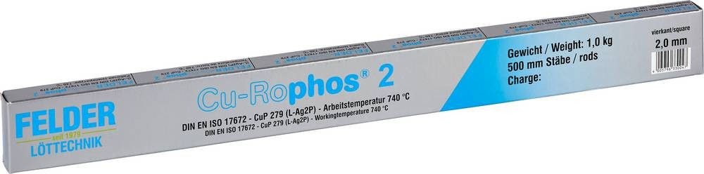 Felder \ Cu-Rophos 2\ Lötzinn Stange, bleifrei CuP 279 1kg 2mm