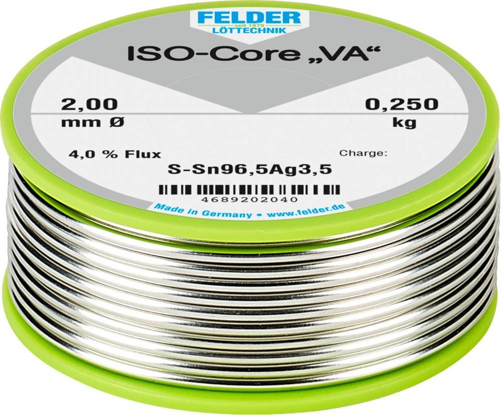 Felder ISO-Core \ VA\ Lötzinn Spule Sn96,5Ag3,5 0.250kg 2mm