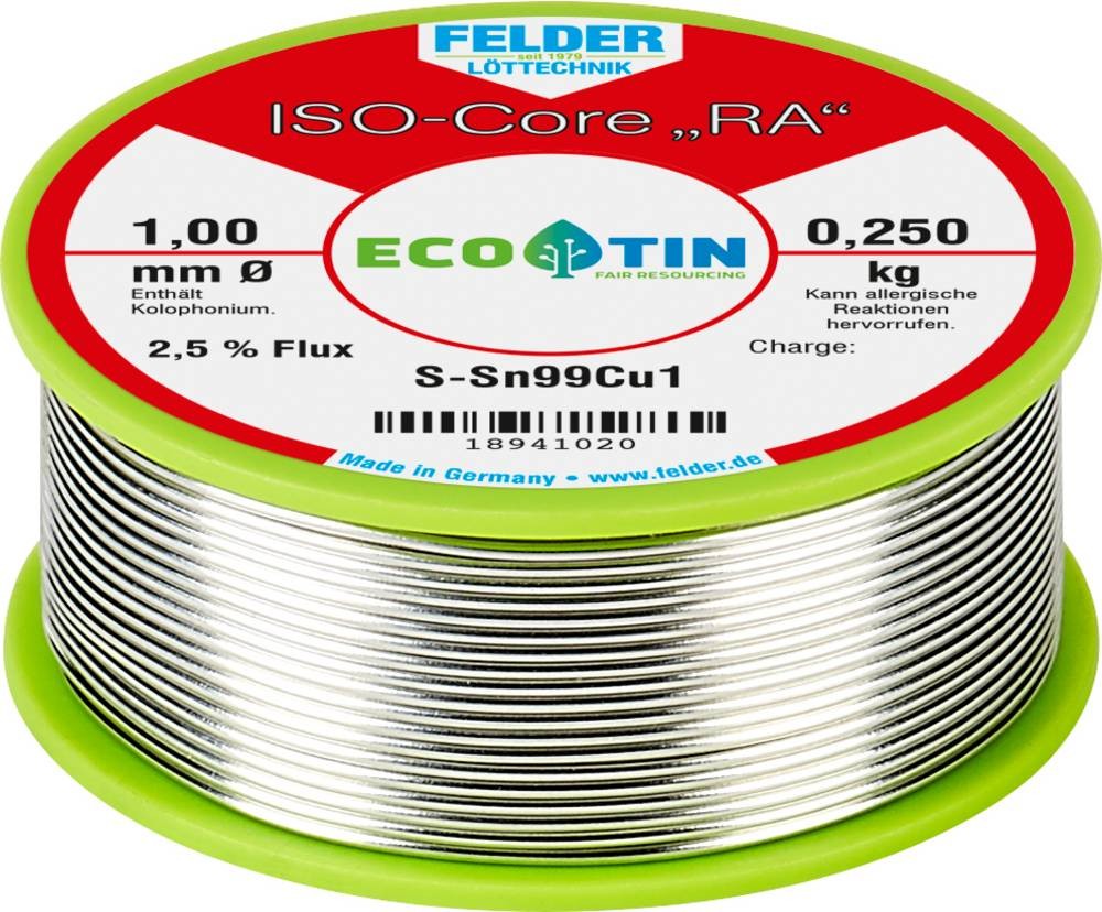 Lötdraht ISO-Core RA 1mm 250g S-Sn99Cu1 FELDER