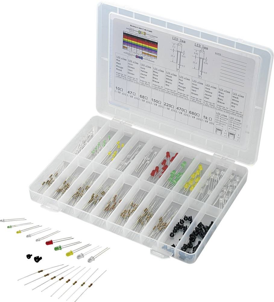 TRU Components STD-LEDS LED-Sortiment Rot, Grün, Gelb, Blau, Weiß