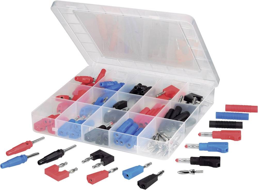 VOLTCRAFT SUBP84-03 Laborplug Stift-Ø: 4mm black, Rot, Blau, silver