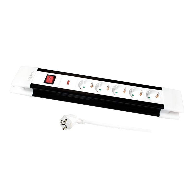 LogiLink LPS211 power strip with Schalter black, white Schutzkontakt