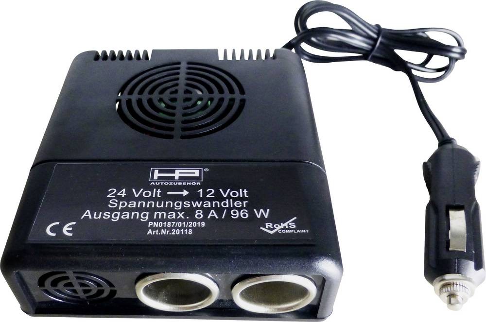 HP Autozubehör 20118 24V > 12V voltage transformer 96W 1 St. (L x B