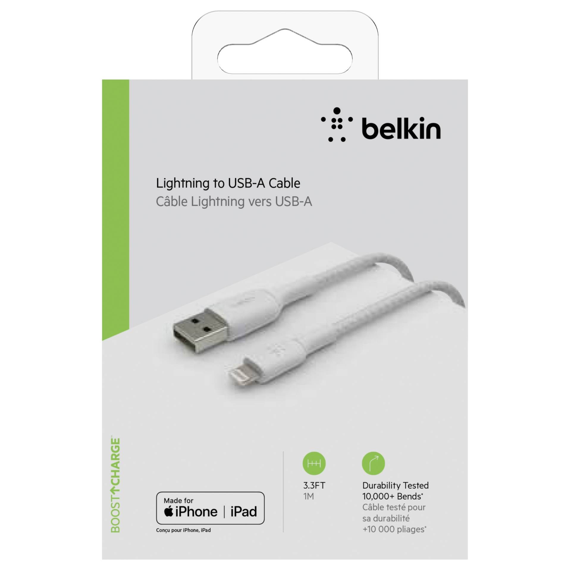 Belkin Lightning Lade/Sync Kabel ummantelt mfi 1m weiß
