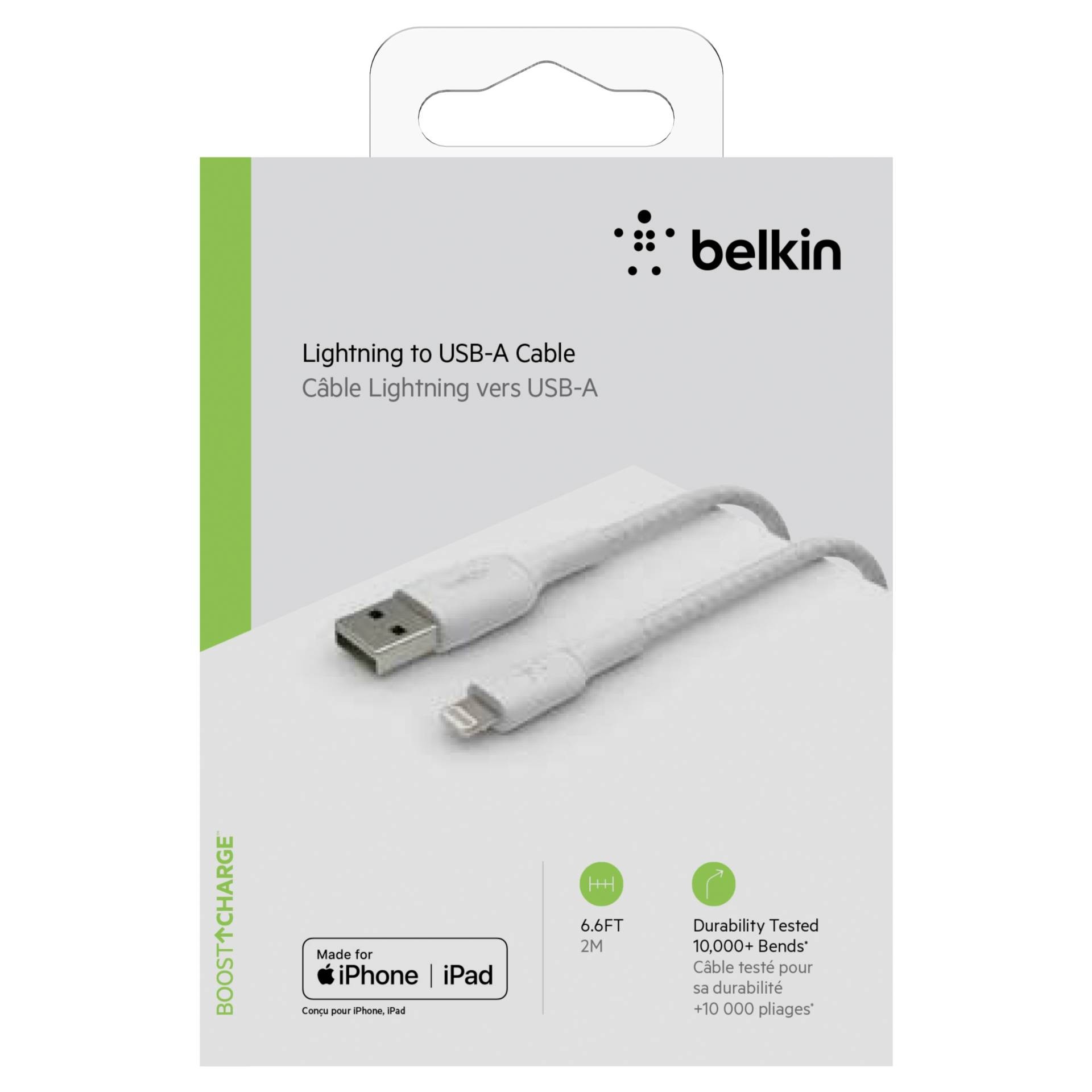 Belkin Lightning Lade/Sync Kabel ummantelt mfi 2m weiß