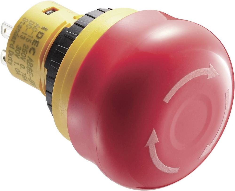 IDEC X6 Series Latching Emergency Stop Push Button, Panel Mount, 16.