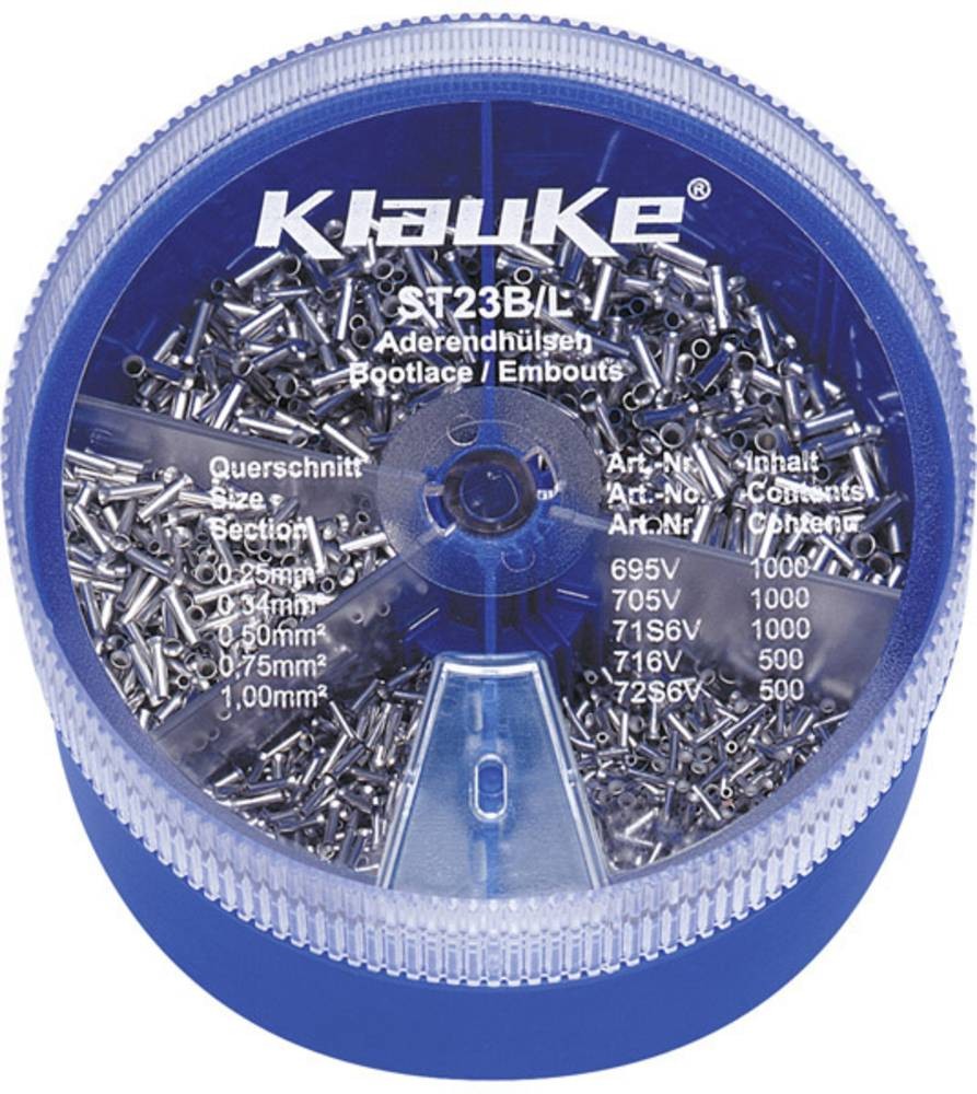 Klauke ST23B Aderendhülsen-Sortiment 0.25 mm², 0.34 mm², 0.5 mm²,
