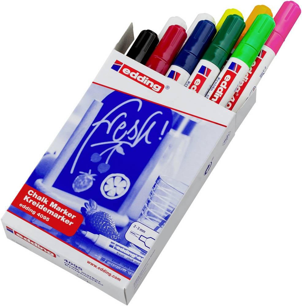 Edding 4095 chalk marker Bullet Grey, Orange, Pink, White, Yellow 5