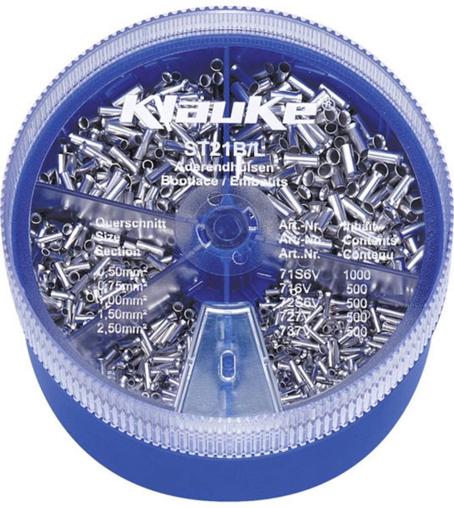 Klauke ST21B Aderendhülsen-Sortiment 0.5 mm², 0.75 mm², 1 mm², 1.