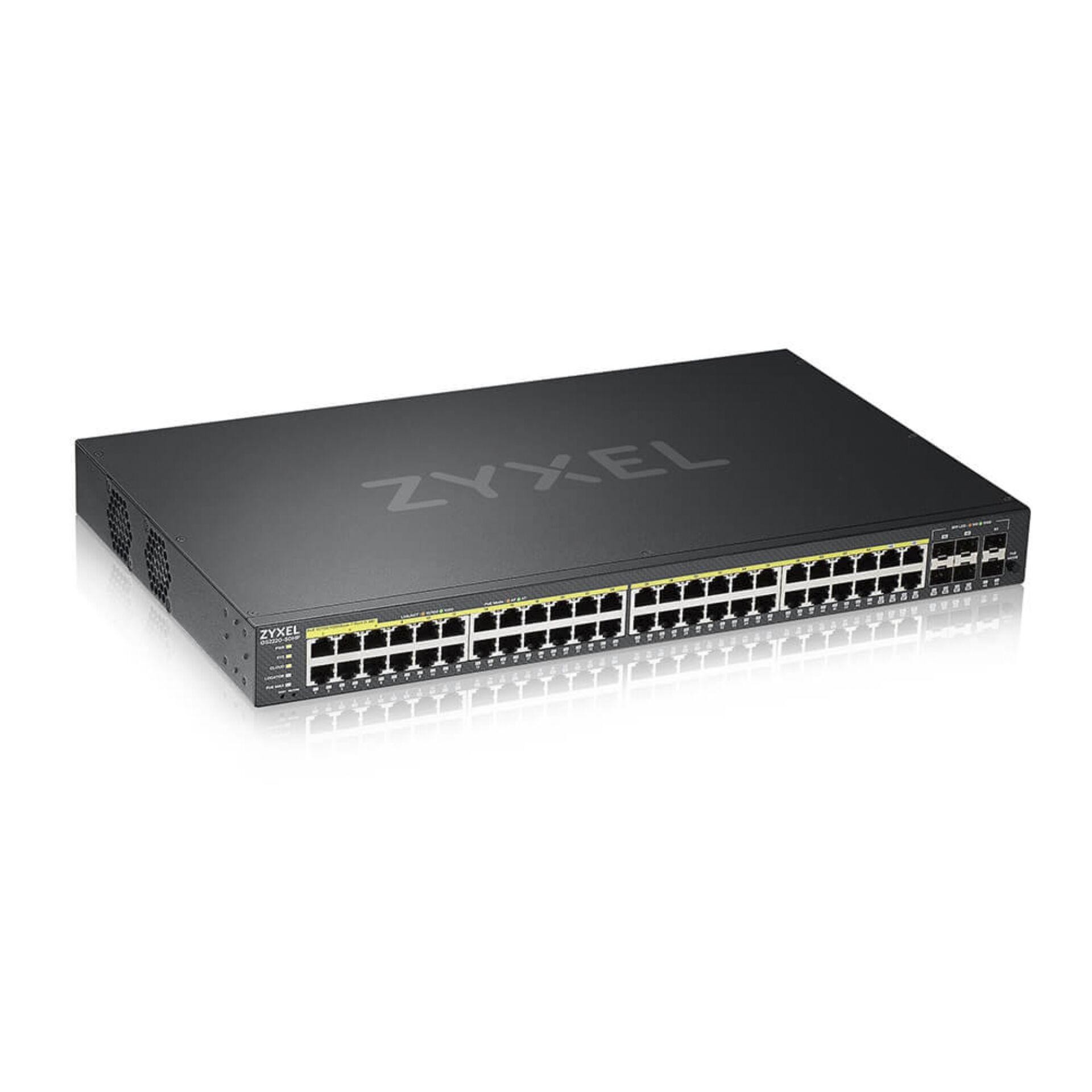 ZyXEL GS2220-50HP 44-Port + 4x SFP Gigabit L2 mgd PoE+ Switch