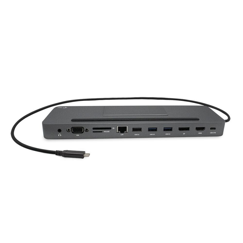 i-tec Metal USB-C Ergonomic 4K 3x Display Docking Station + Power