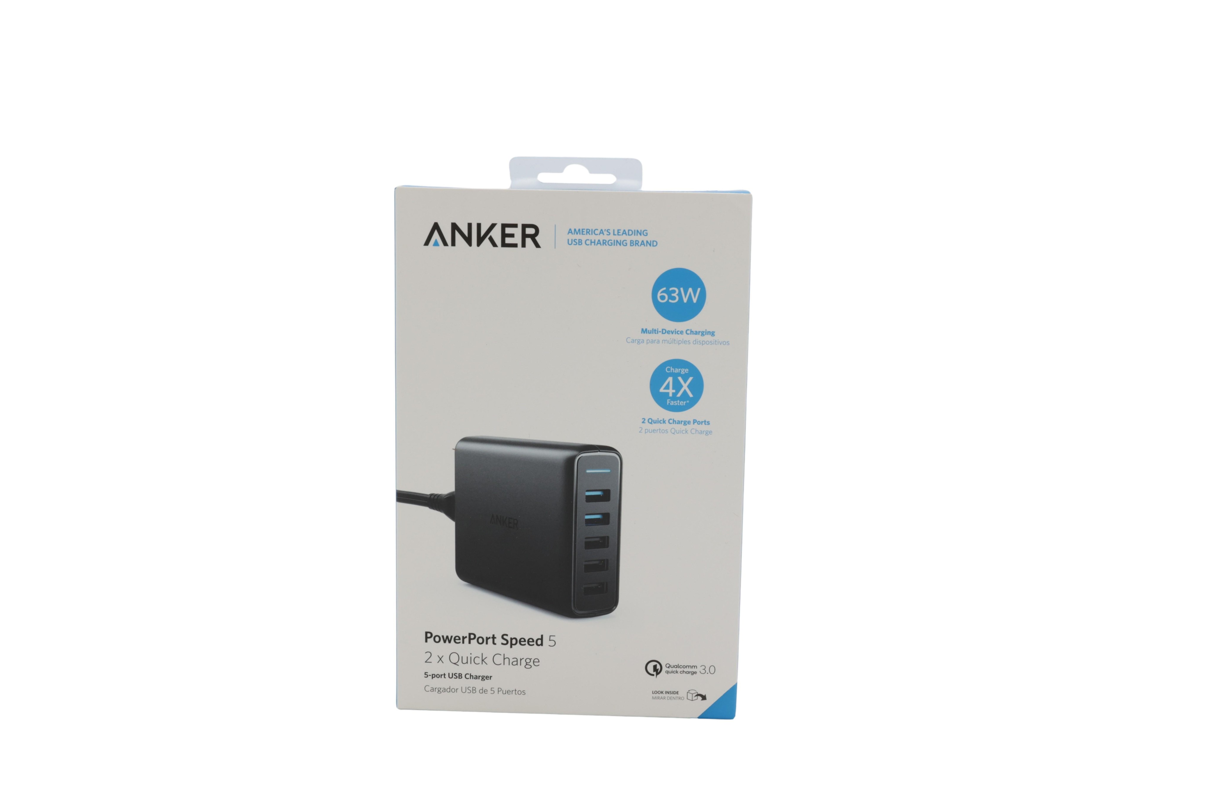 Anker PowerPort Speed 5 Charger 5-Port USB-A 63W black ohne Simlock