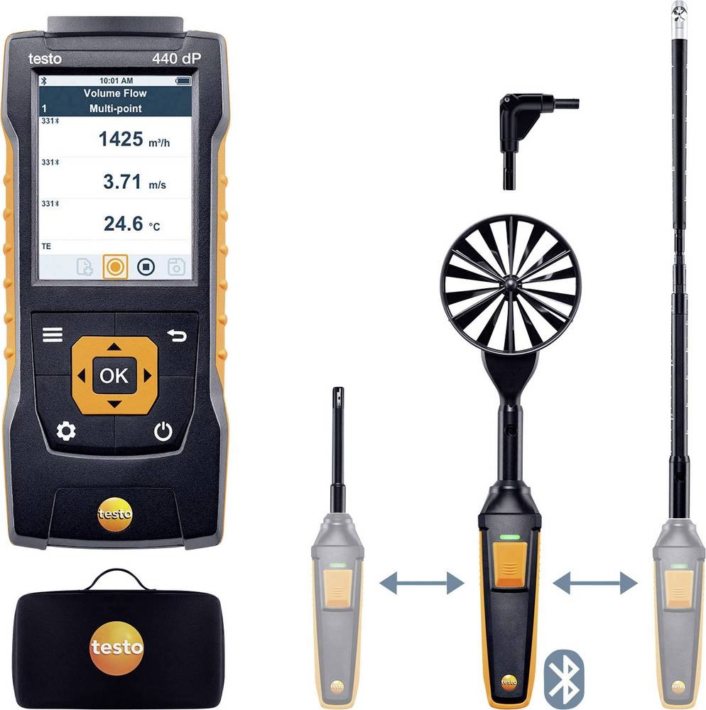 Testo 440 dP Air Flow ComboKit 2 with Bluetooth NTC, TC, Vane