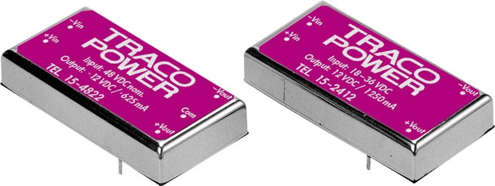 TracoPower TEL 15-2412 DC/DC-Wandler, Print 24 V/DC 12 V/DC 1.25A 15W