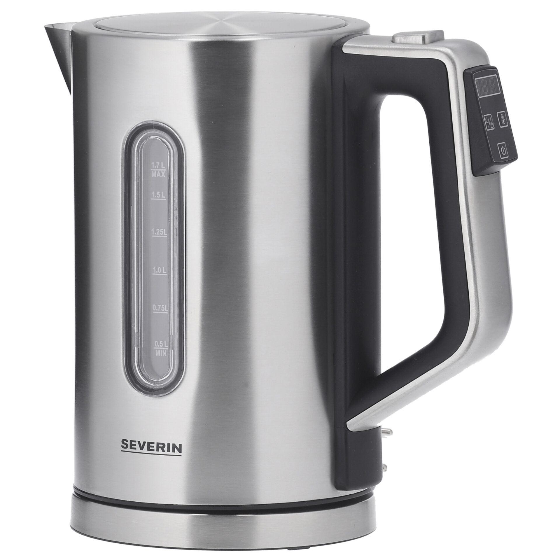 Severin 3418000 electric kettle 1.7 L 3000 W Black, Stainless steel -