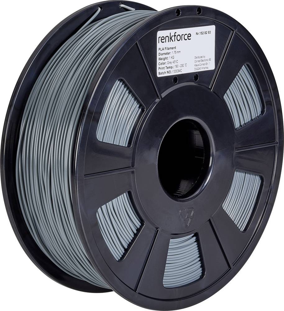 Renkforce RF-4511192 3D printing material Polylactic acid (PLA) Grey